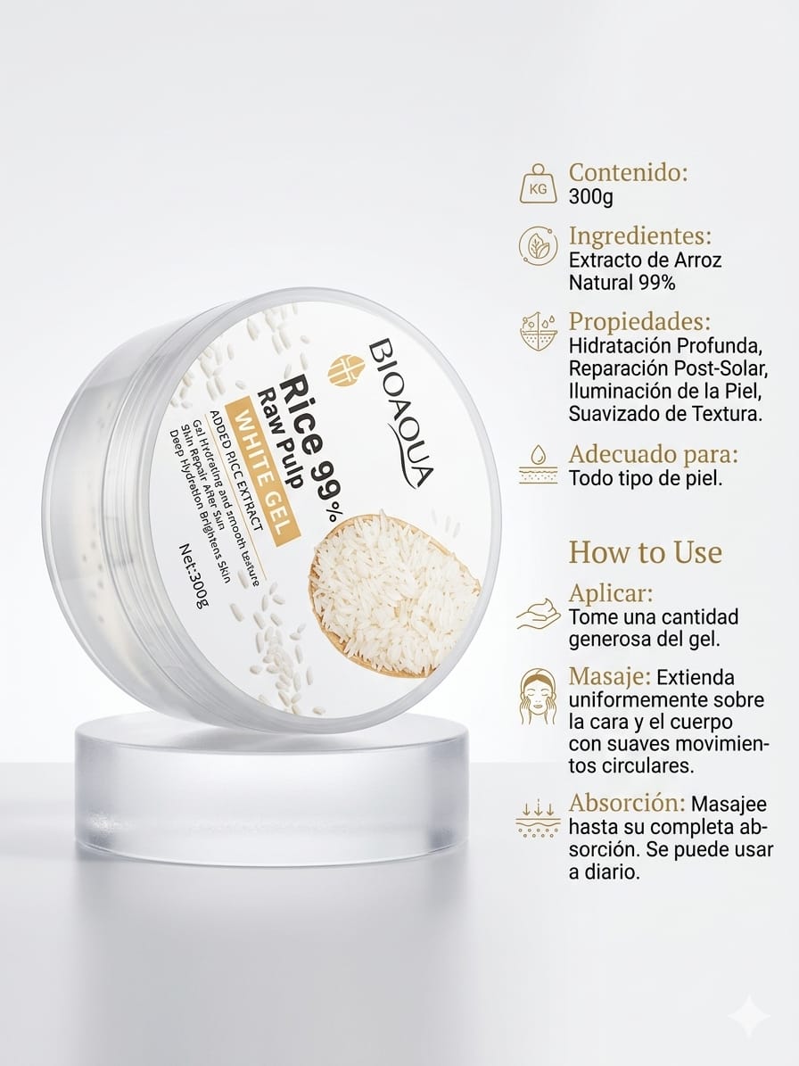 Gel Corporal aclarante de arroz