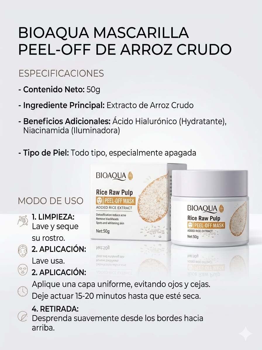 Mascarilla facial en crema de arroz