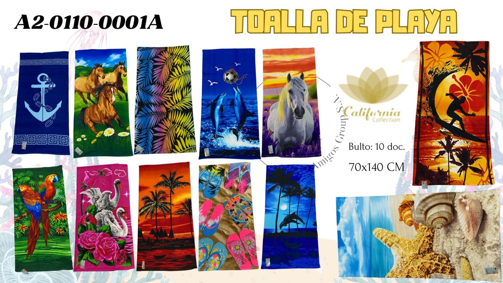 TOALLA DE PLAYA 70X140   A2-0110-0001A (Unidad)