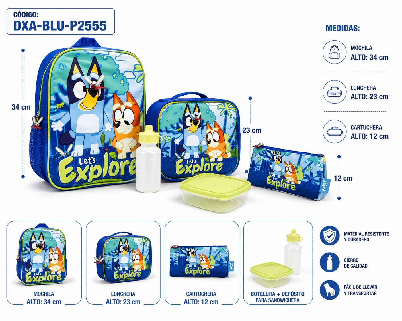 MOCHILA SET DE 3PCS