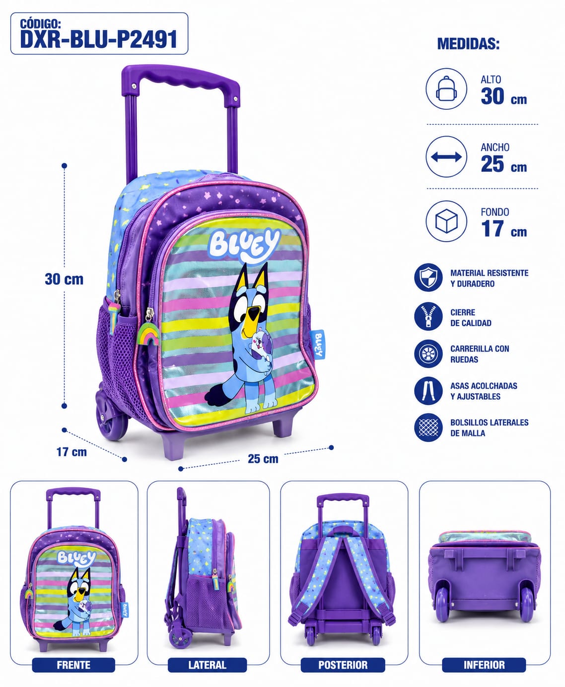 MOCHILA CON RUEDA BLUEY