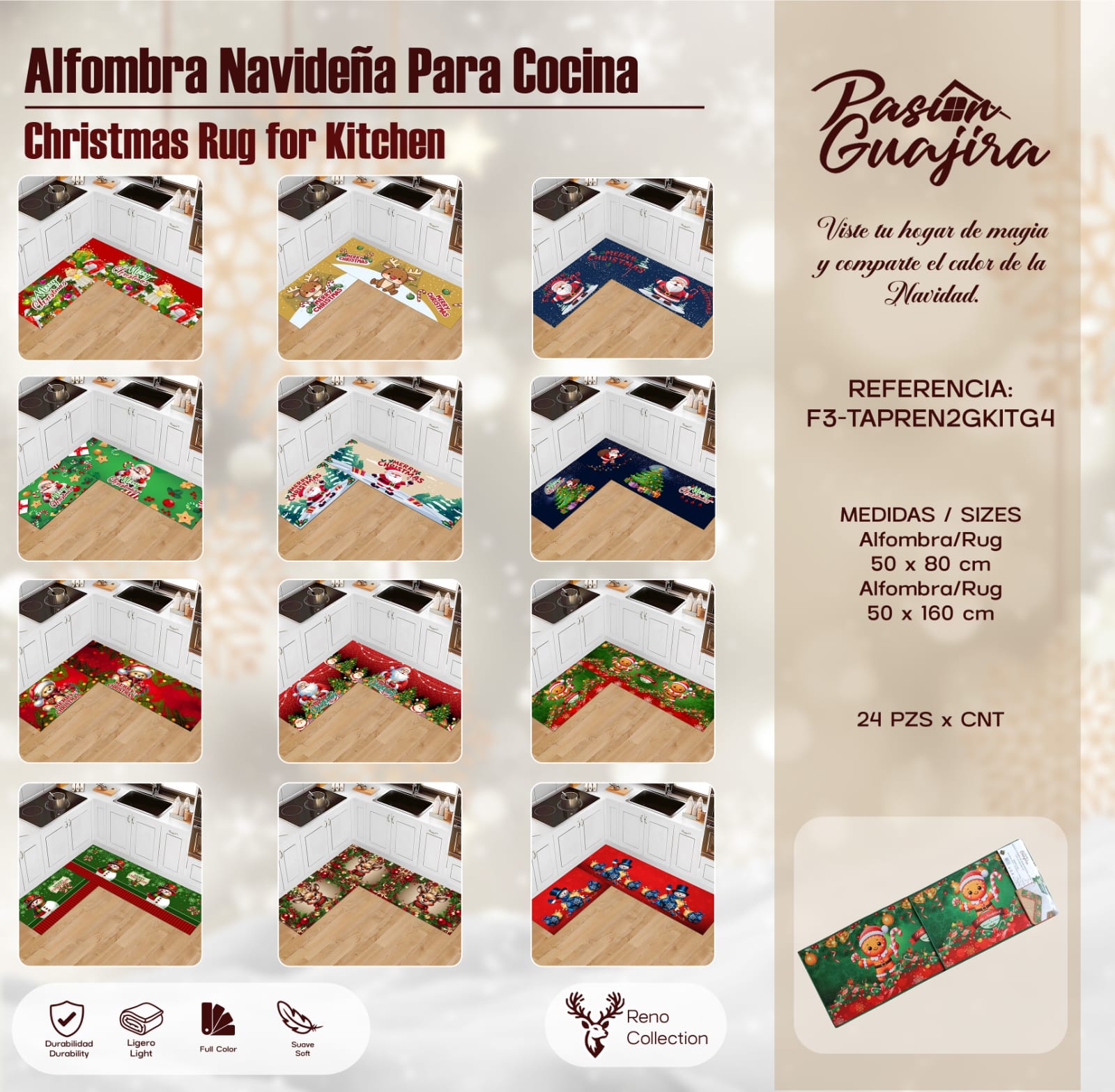 TAPETE DE COCINA NAVIDAD/2PCS