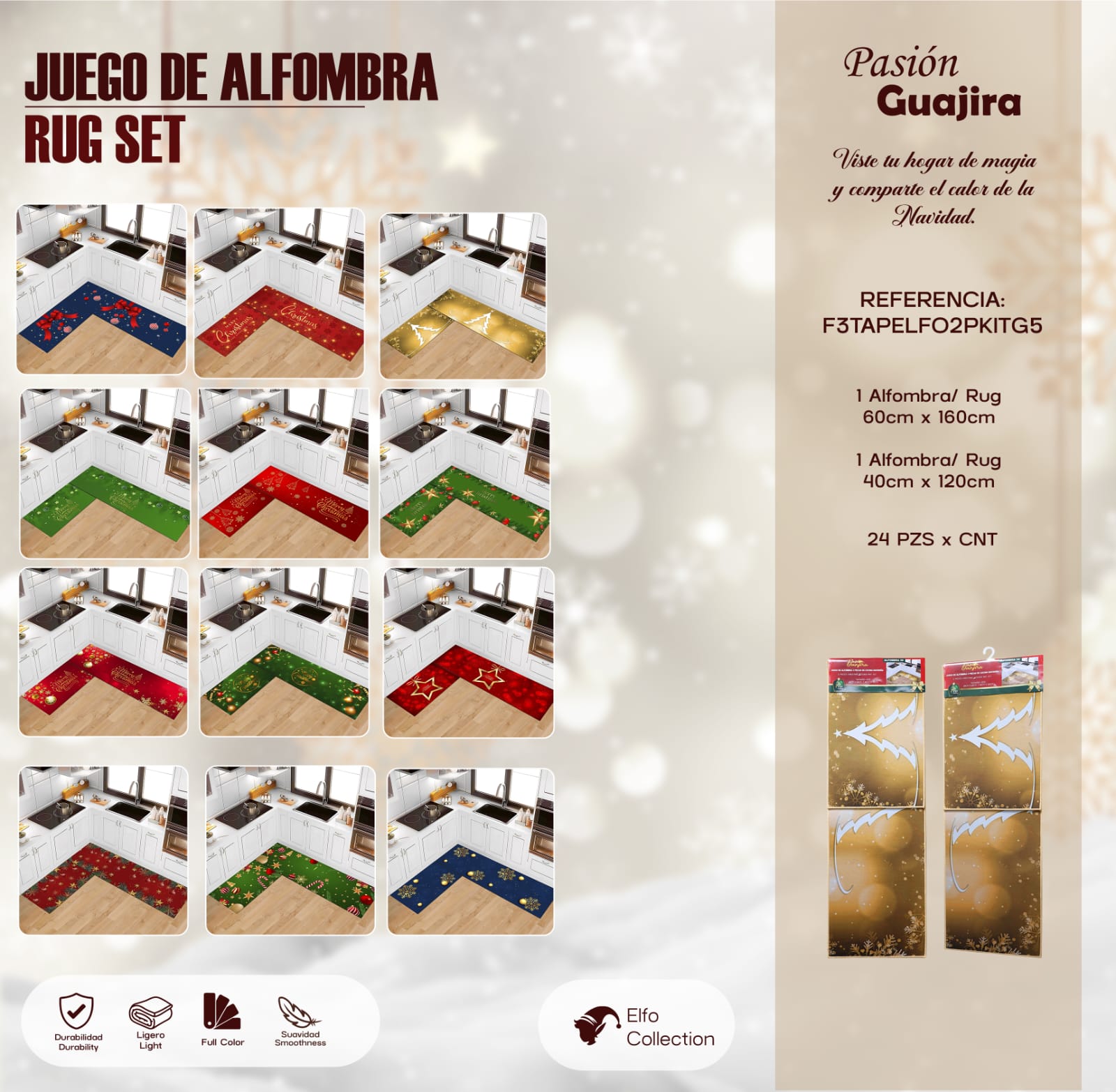 ALFOMBRA DE COCINA NAVIDAD/2PCS