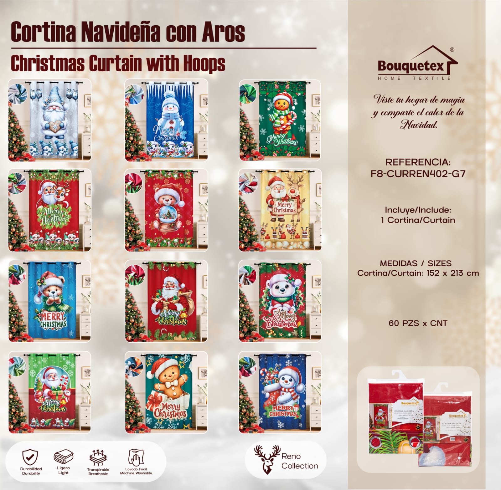 CORTINA CON ARO NAVIDEÑA