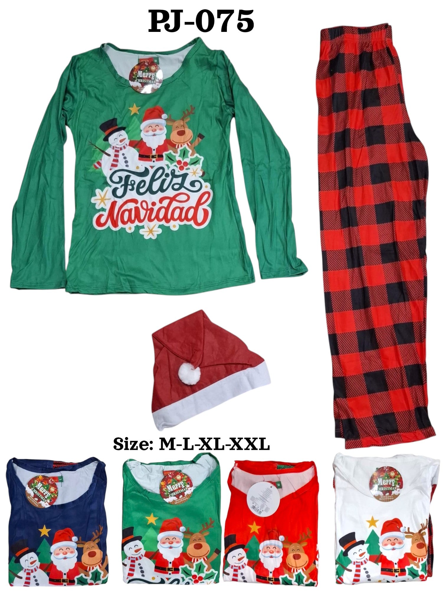 CONJUNTO DE PIJAMA NAVIDAD PARA ADULTO
