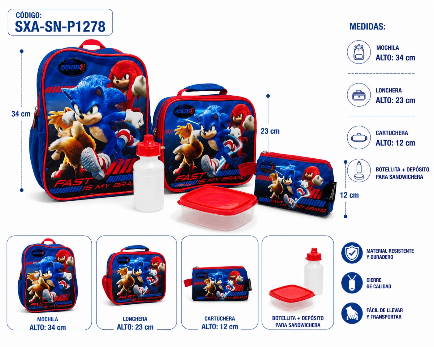 MOCHILA SET 3PZAS