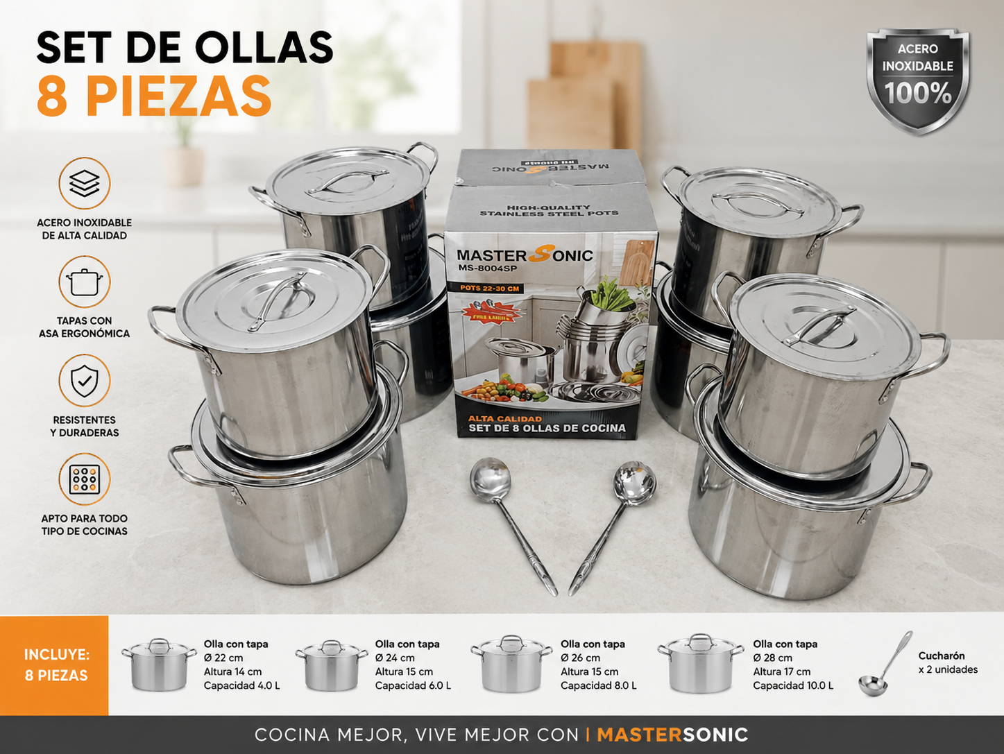 Olla de aluminio 8 PCS