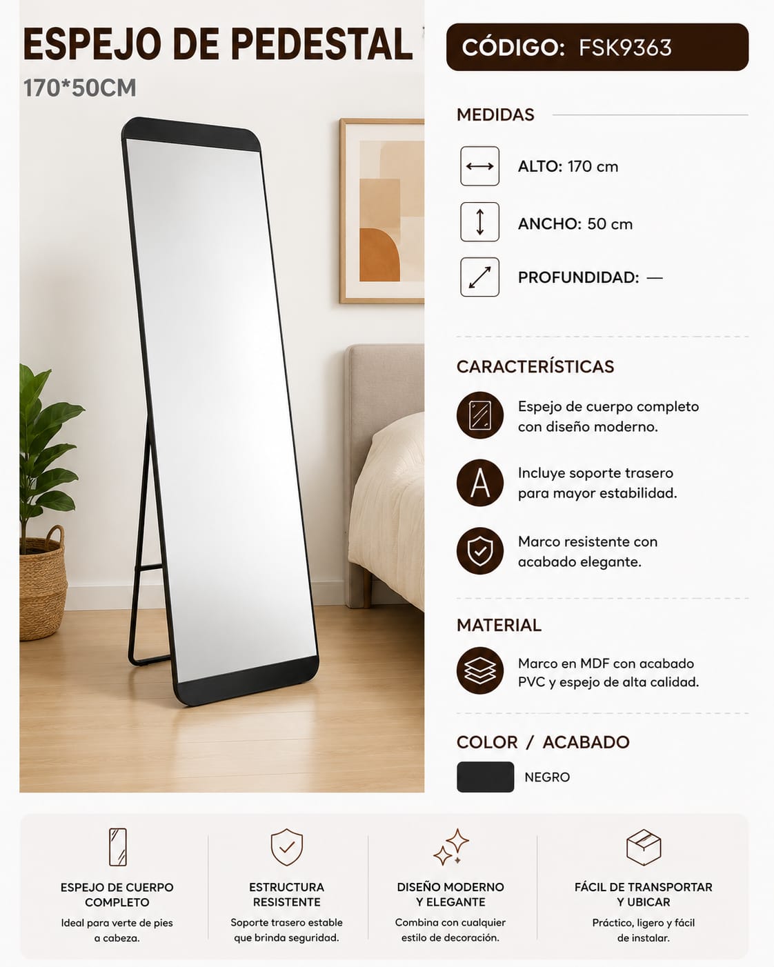 Espejo de pedestal