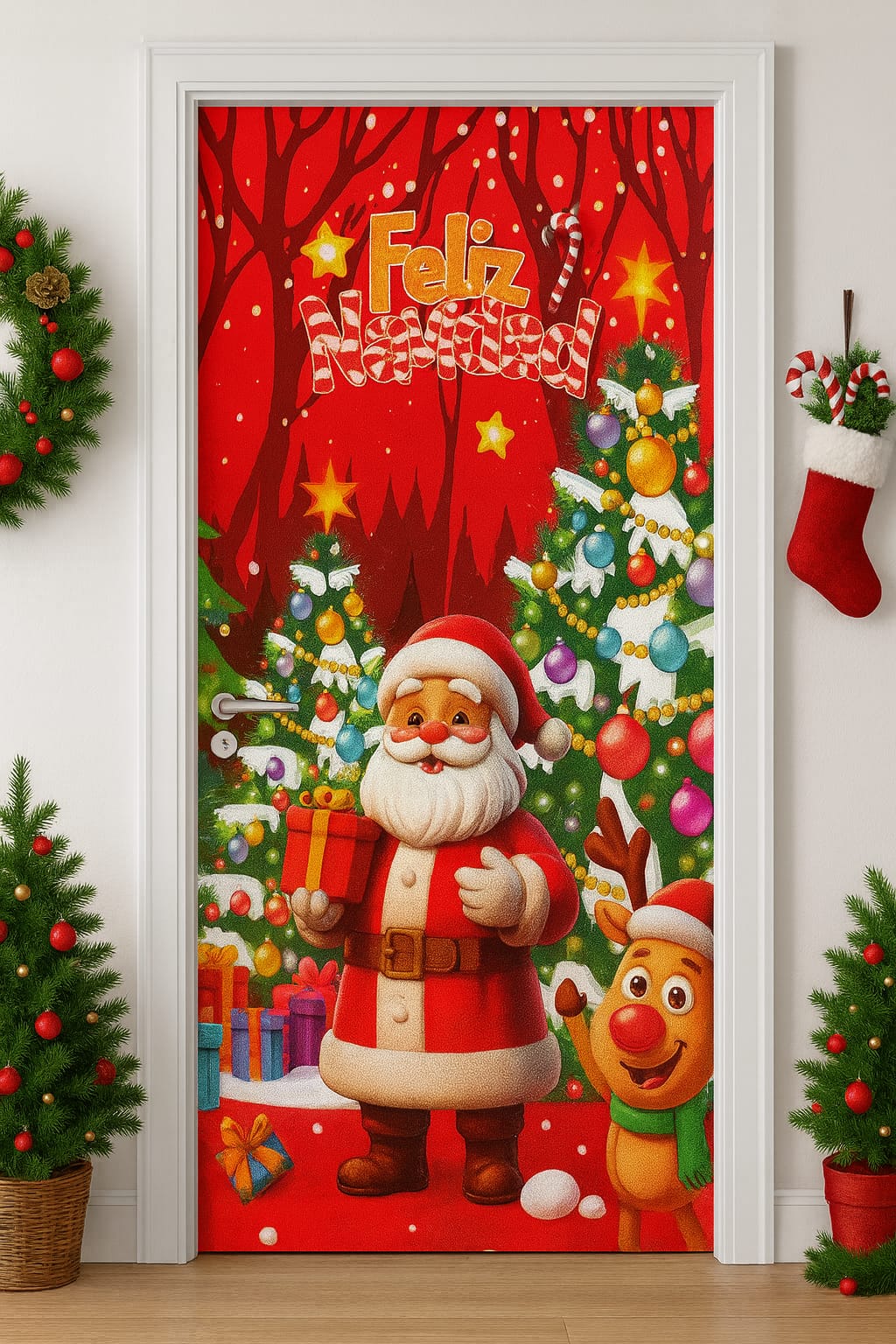 Forro de puerta navideña