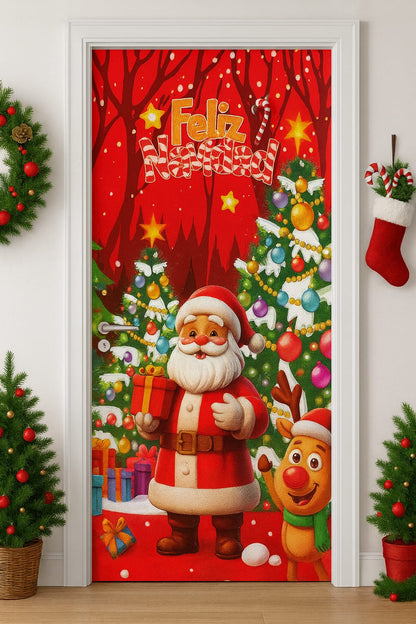 Forro de puerta navideña