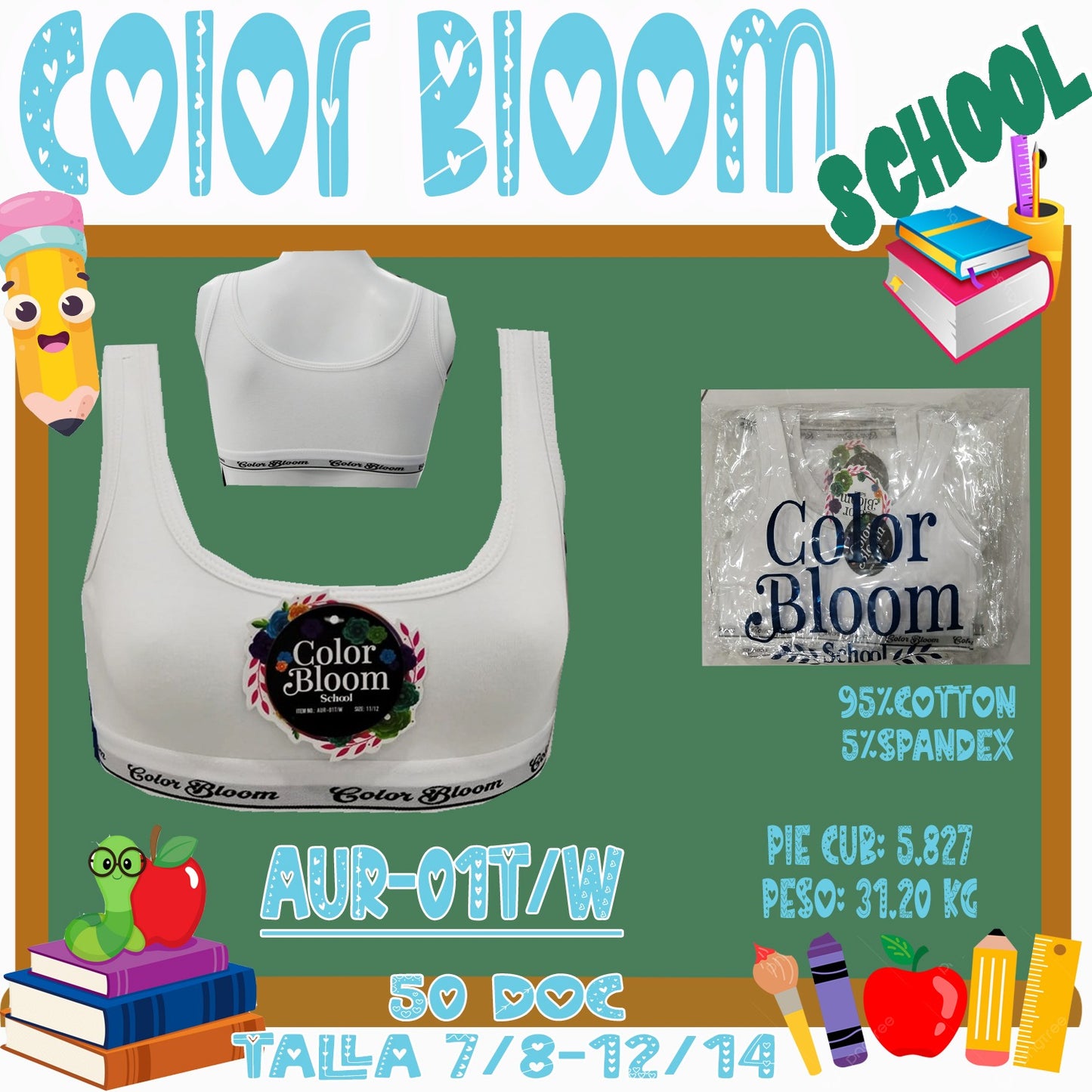 TOP P/ NIÑAS COLOR BLANCO / AUR-01T/W (Docena)