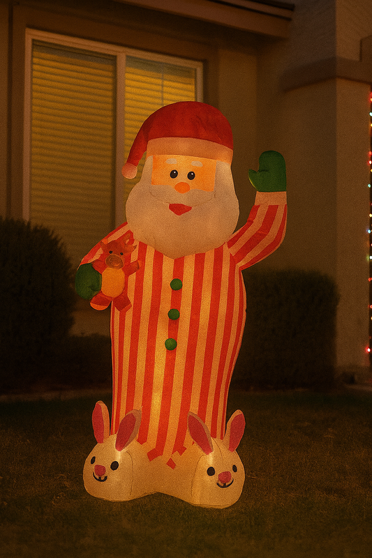 Inflable santa con pijama