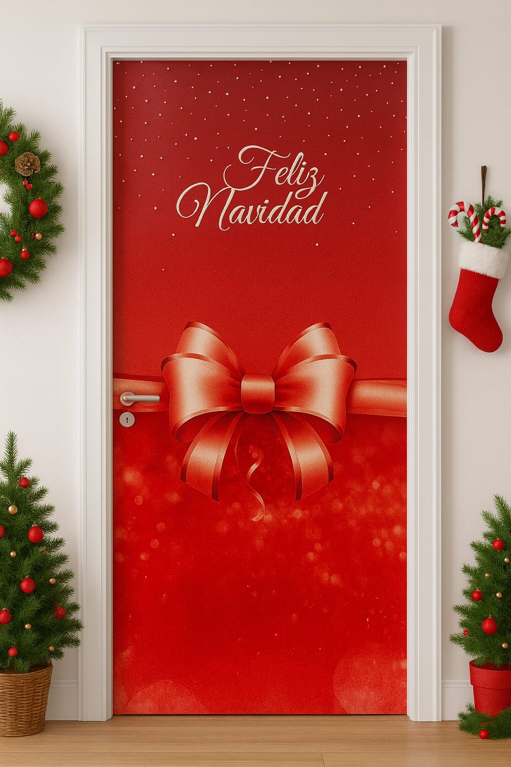 Forro de puerta navideña