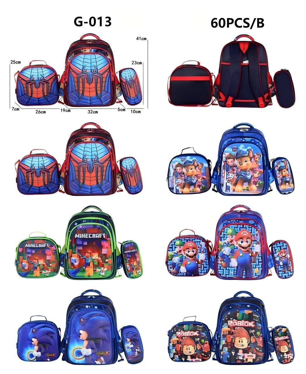 Trío de mochila infantil