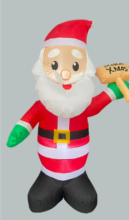 Santa inflable con rotulo