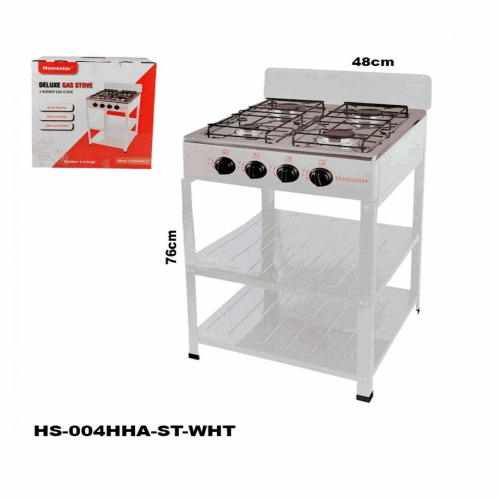 HS-004HHA-ST-WHT
ESTUFA A GAS 4 QUEMADORES 
CLR. BLANCO