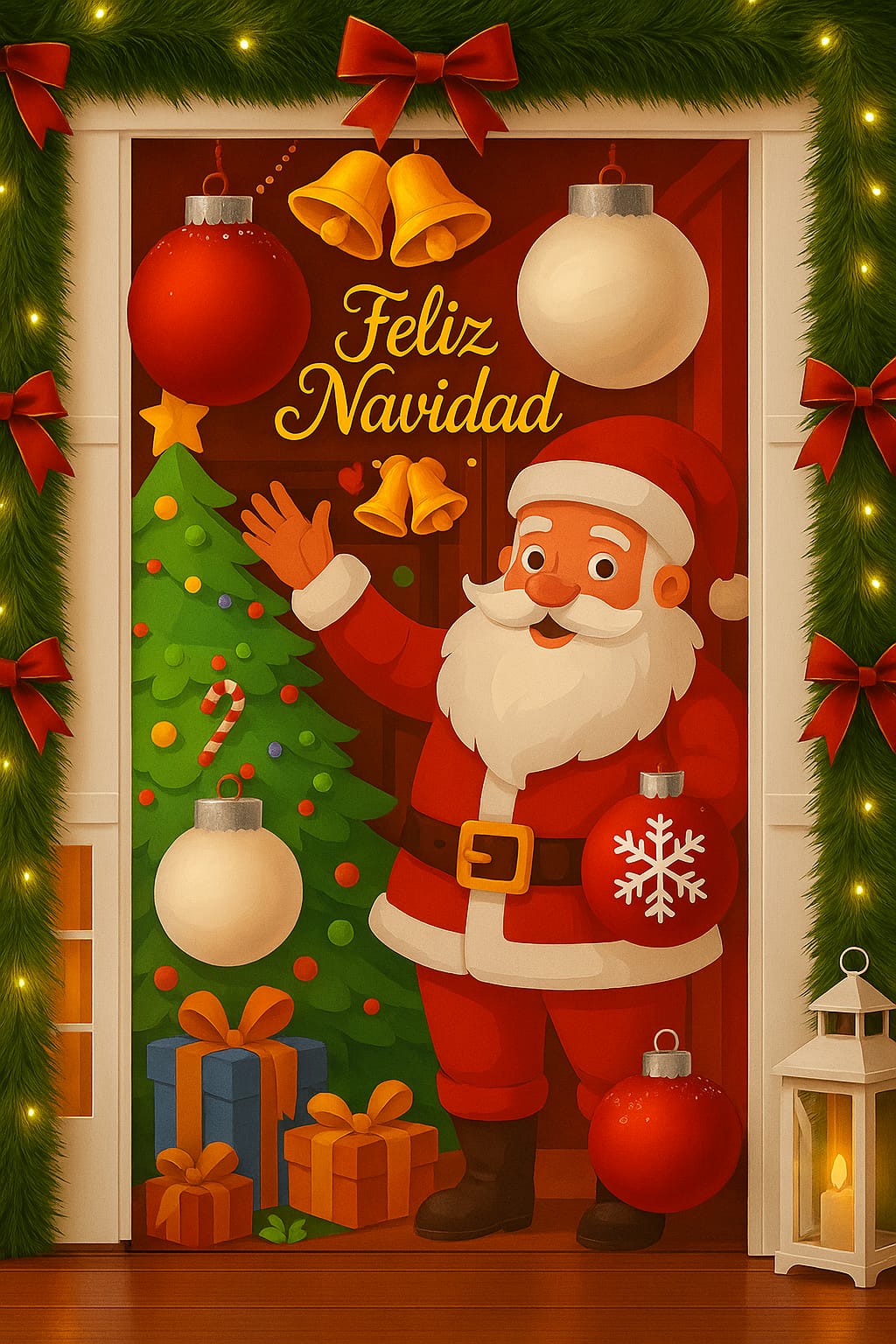 Forro de puerta navideña
