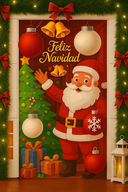 Forro de puerta navideña