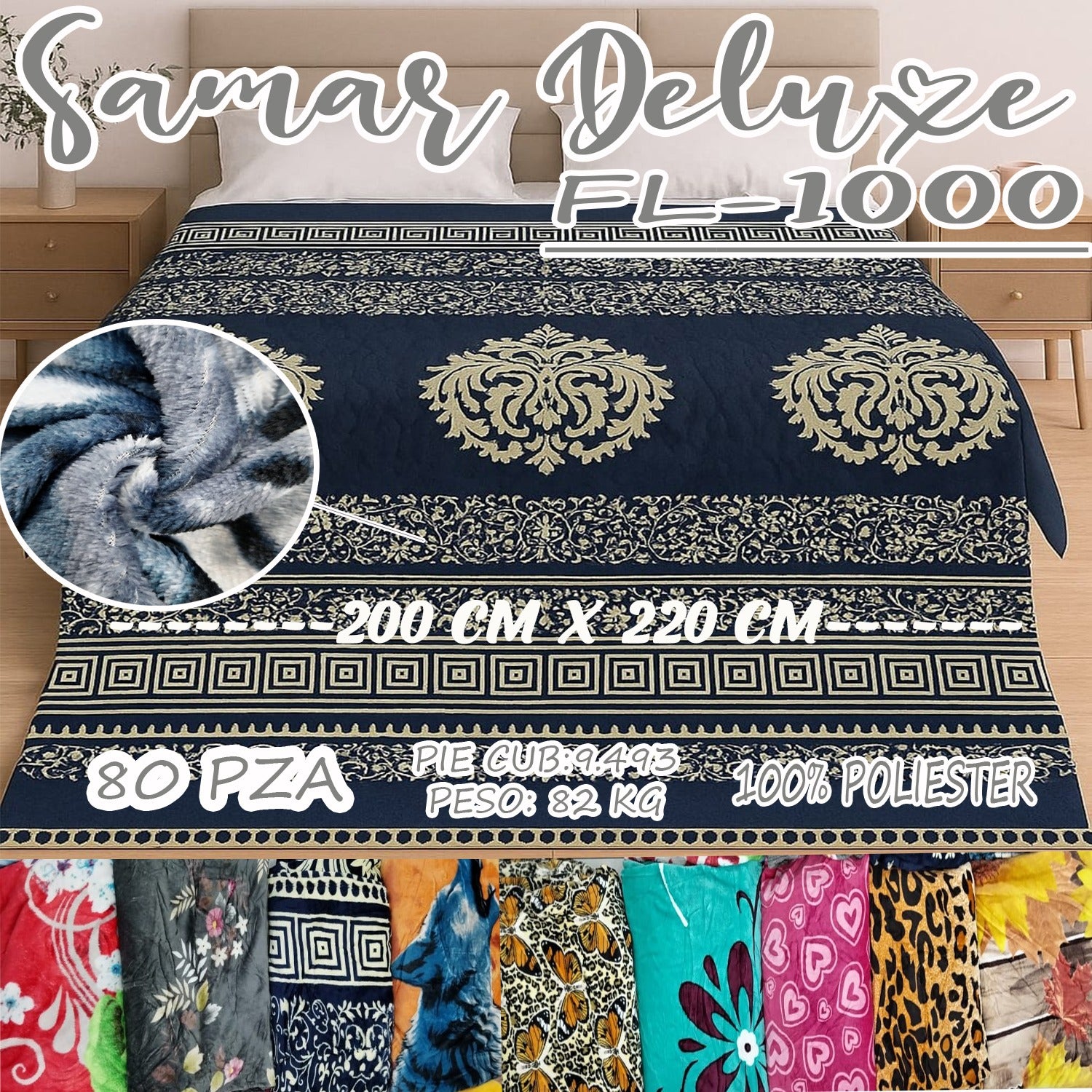 0004.50 Frazada peluche 1000 gramos