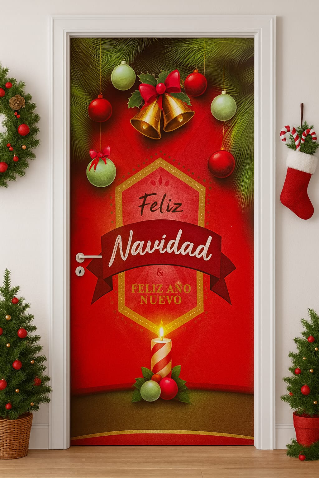 Forro de puerta navideña