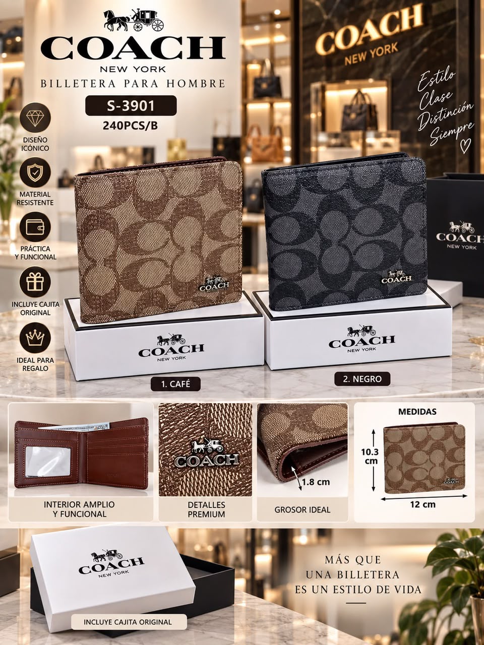 Billetera Coach para hombre