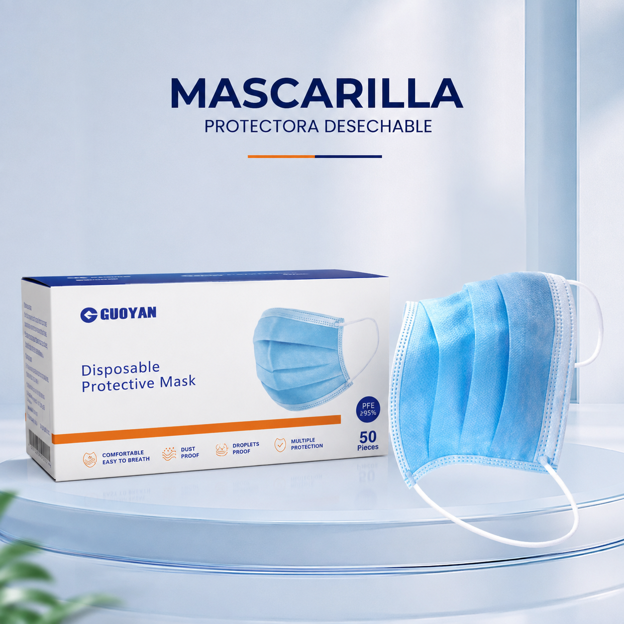 MASCARILLA QUIRÚRGICA COLOR CELESTE