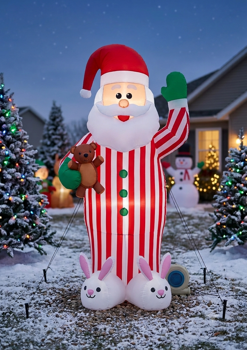 Inflable Santa en pijama 180cm