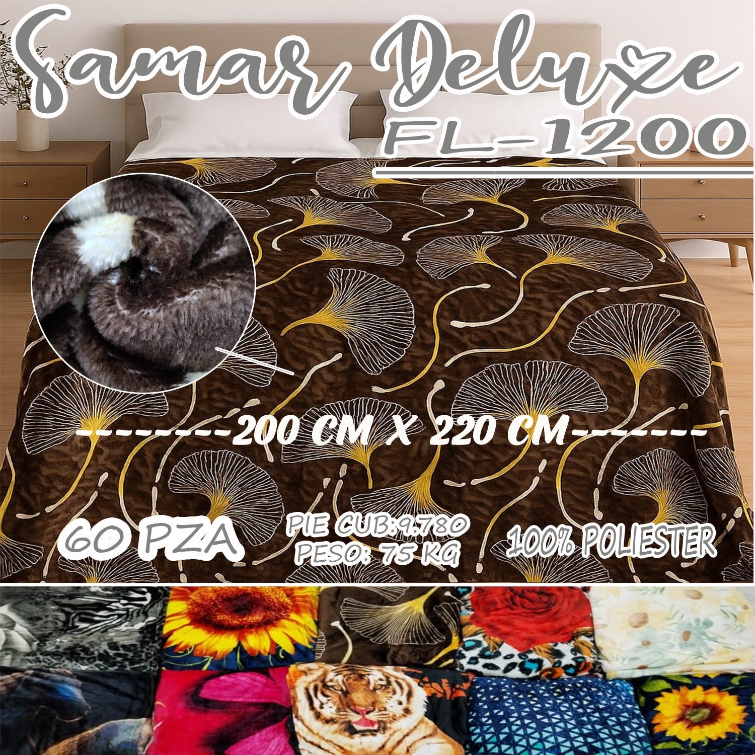 FRAZADA PELUCHE 1200G/FL-1200